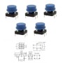 5x switch - reset  - bouton poussoir avec capuchon bleu - arduino 12x12x7mm 